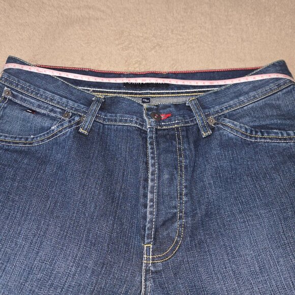 Y2K Tommy Hilfiger dark-wash straight-leg jeans European style 33/34 - Picture 10 of 13